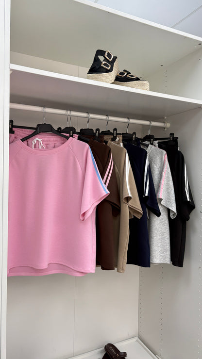 Solenne Plain Side Stripe Detailed Shorts Co-Ord Set