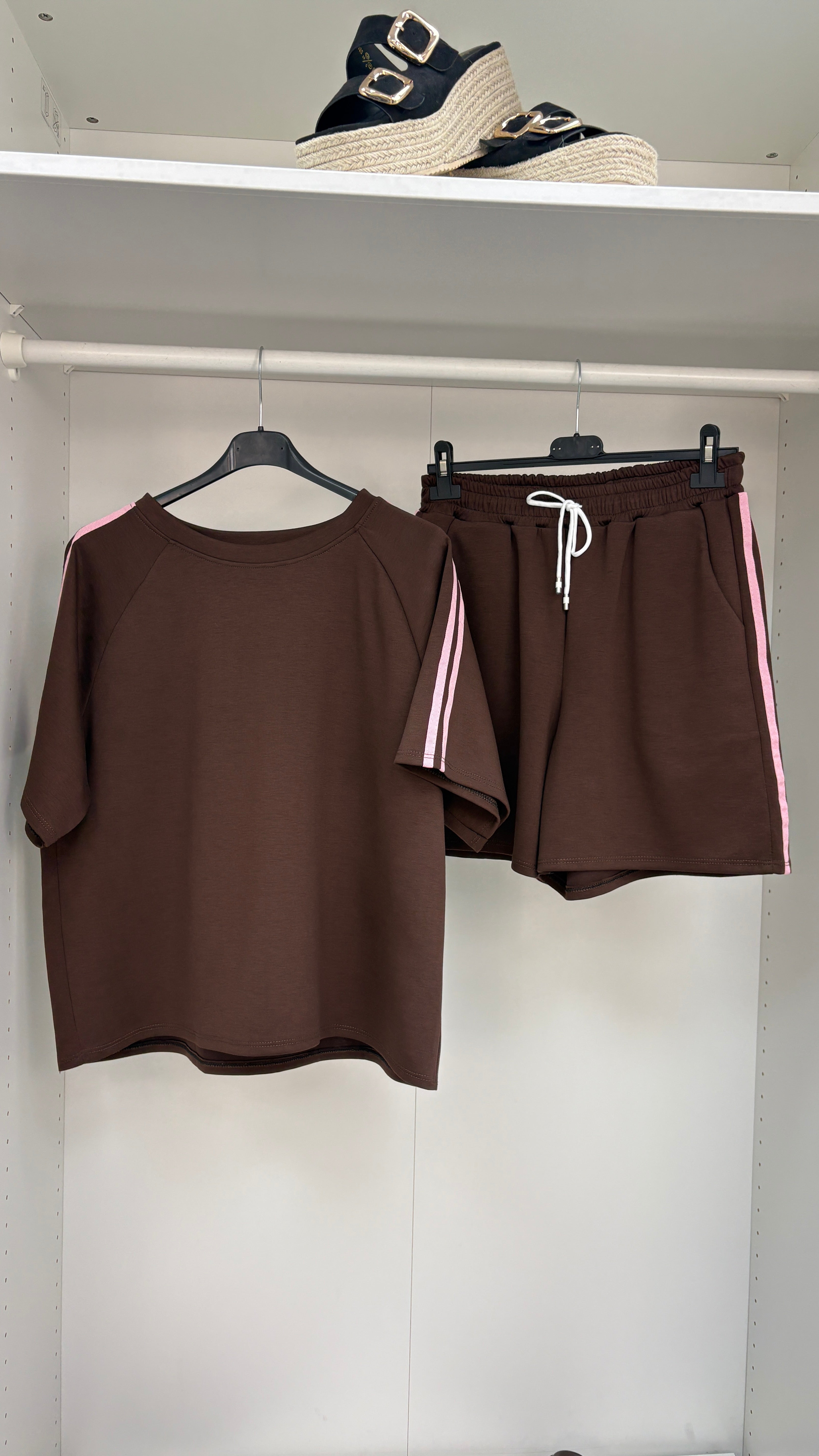 Solenne Plain Side Stripe Detailed Shorts Co-Ord Set