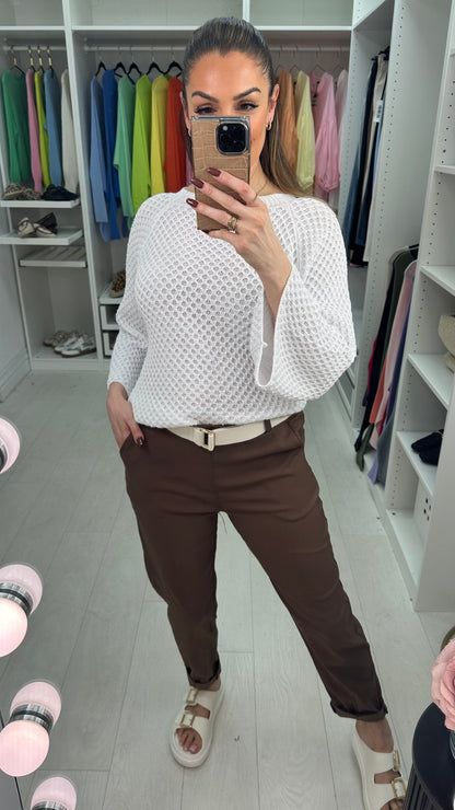 Amor Plain Magic Fit Belted Trousers