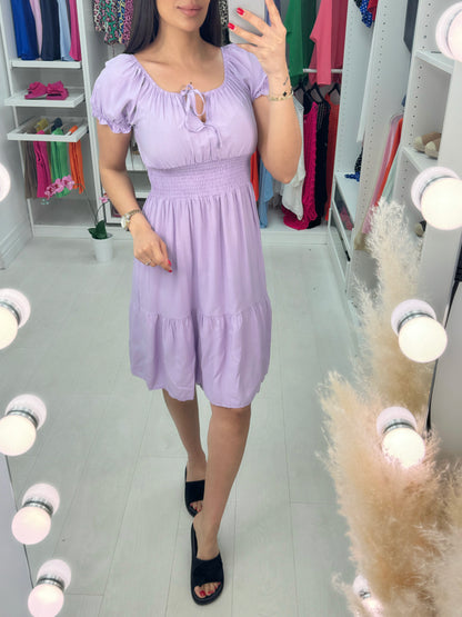 Dita Bardot Style Tie Neck Dress