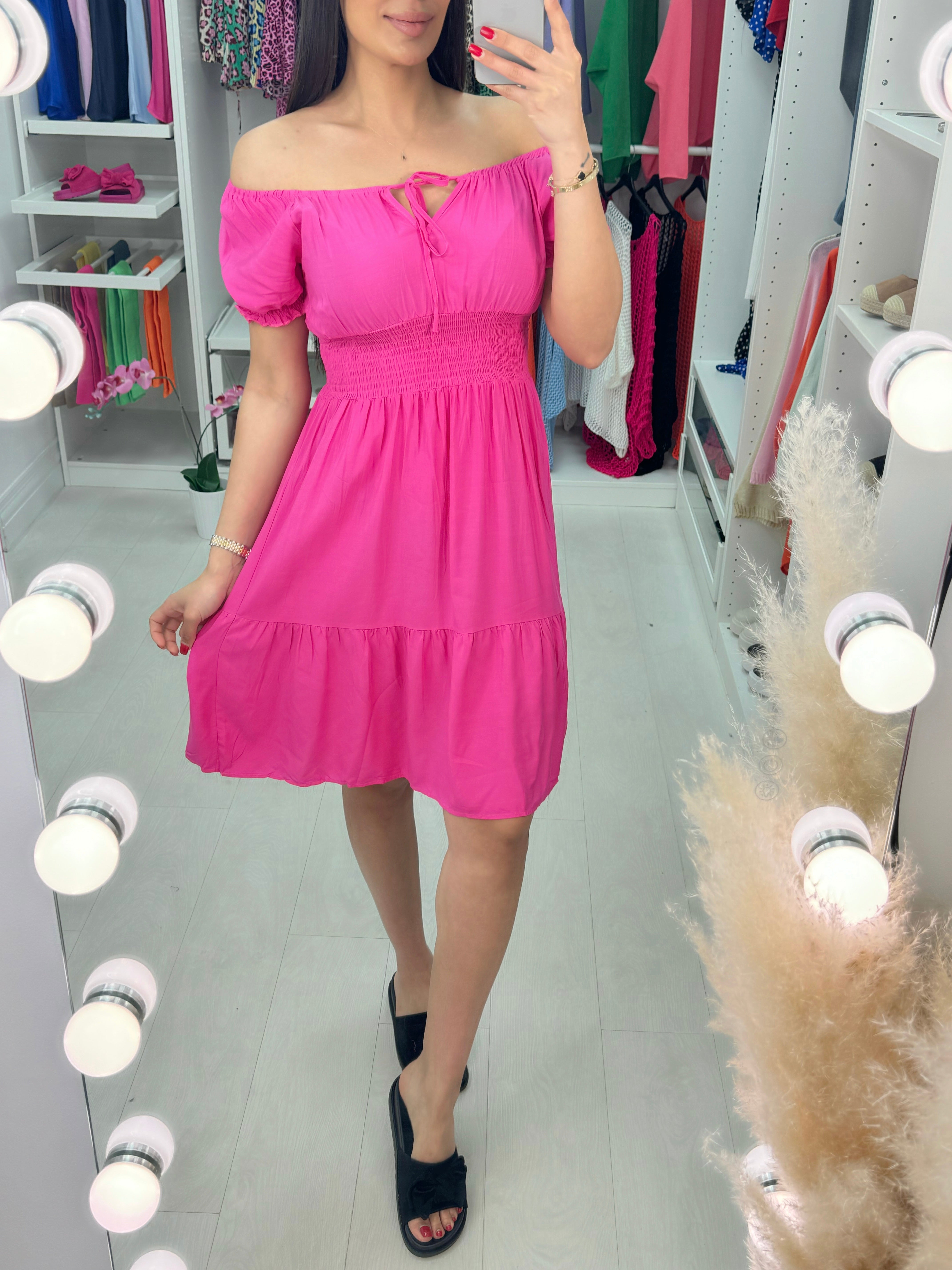 Dita Bardot Style Tie Neck Dress