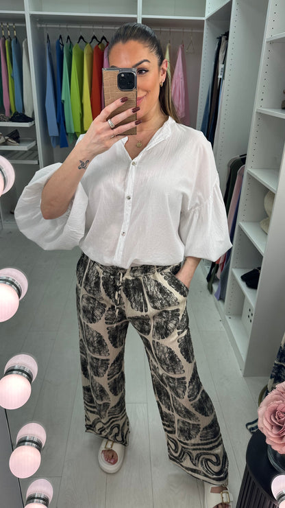 Astrid Abstract Print Elasticated Loose Fit Trousers