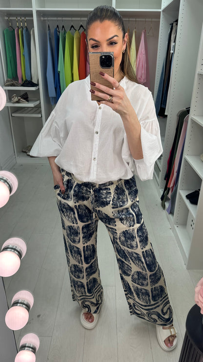 Astrid Abstract Print Elasticated Loose Fit Trousers