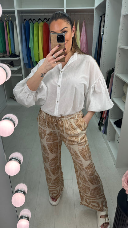 Astrid Abstract Print Elasticated Loose Fit Trousers