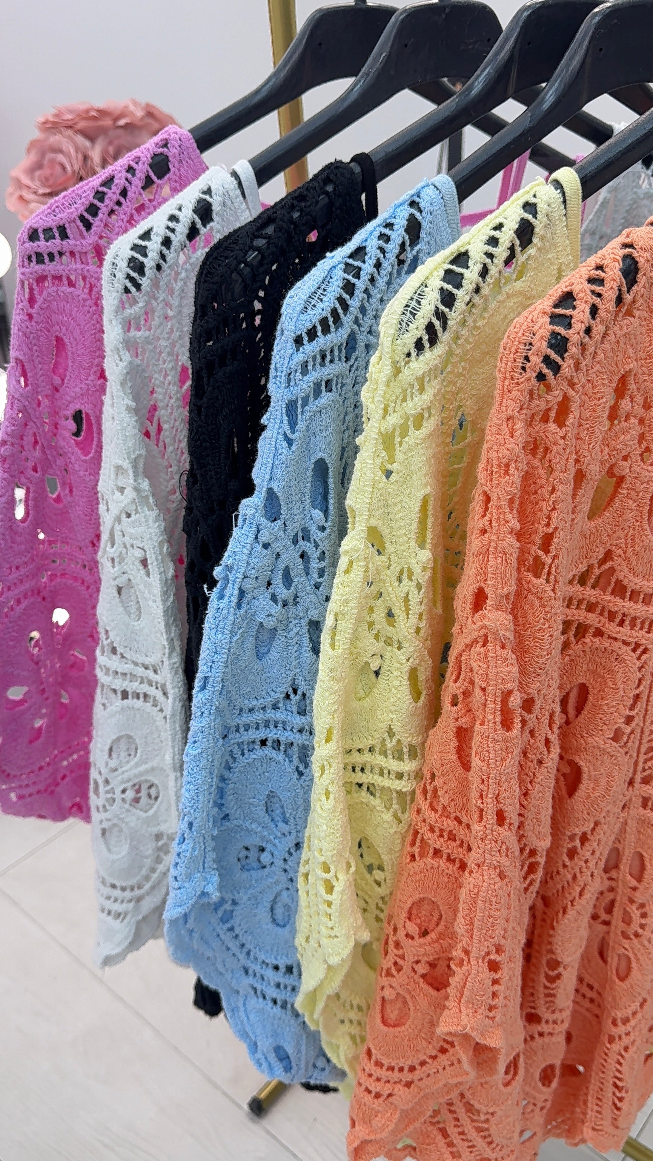 Calima Floral Crochet Batwing Top