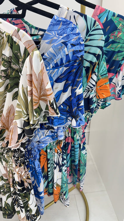 Keslie Leaf Print Magic Stretch Top