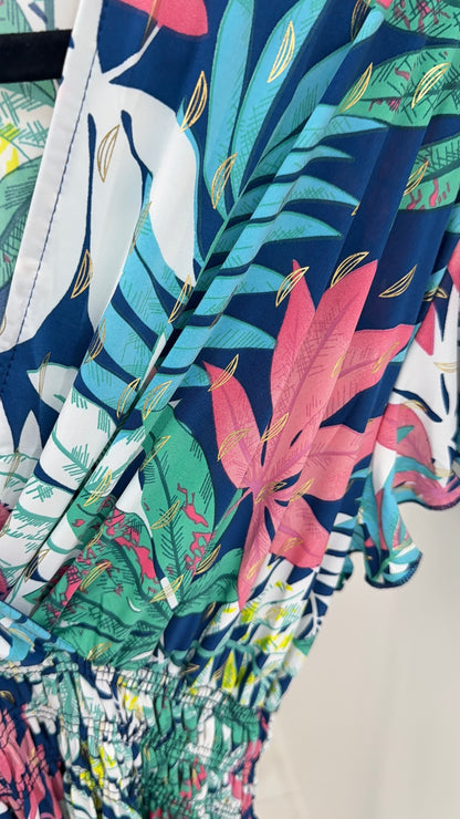 Keslie Leaf Print Magic Stretch Top