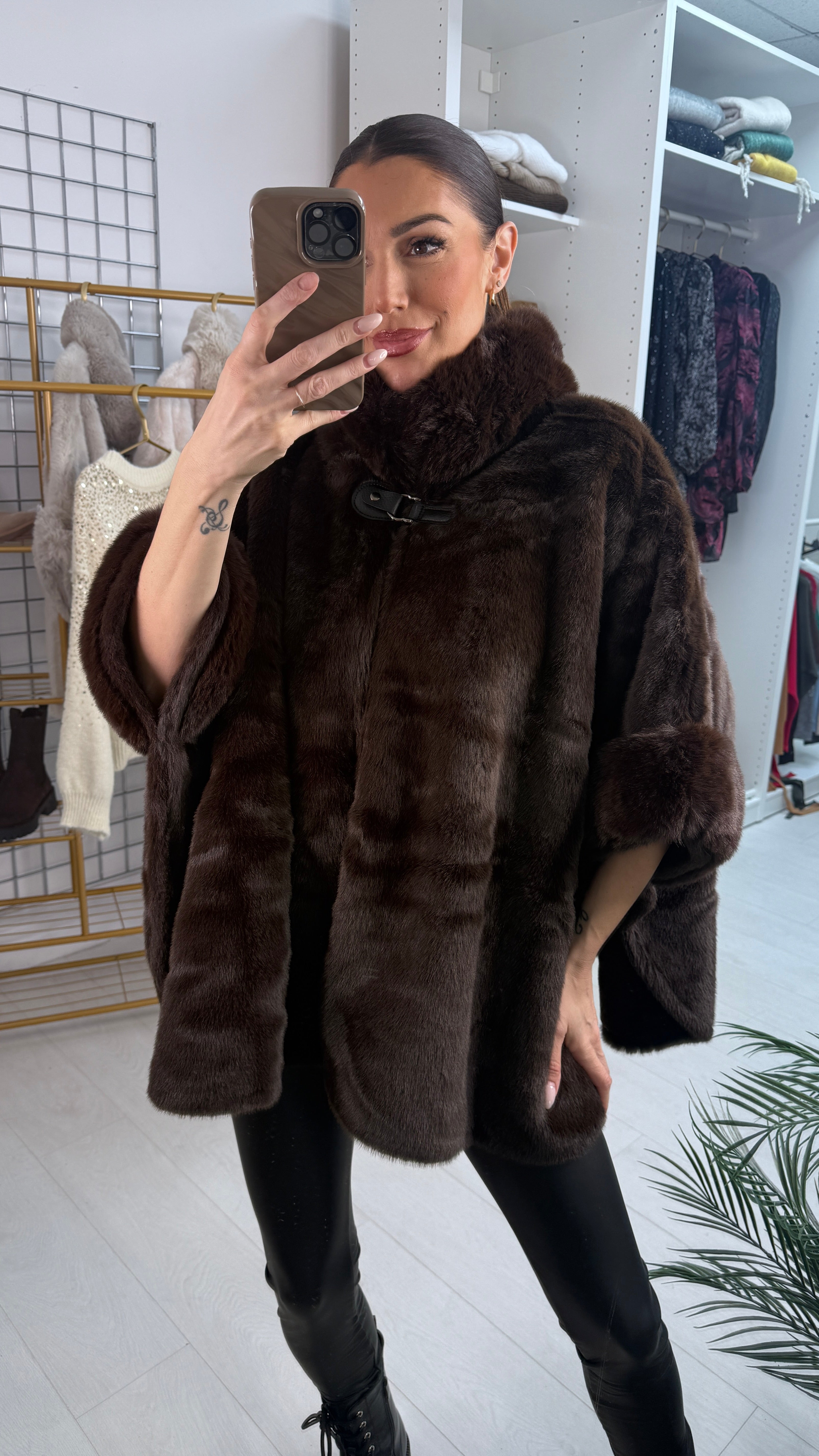 Davina Faux Fur Poncho Jacket