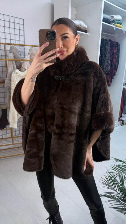 Davina Faux Fur Poncho Jacket