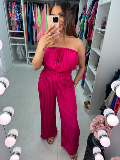 Cecily Elasticated Pleated Plain Jumpsuit