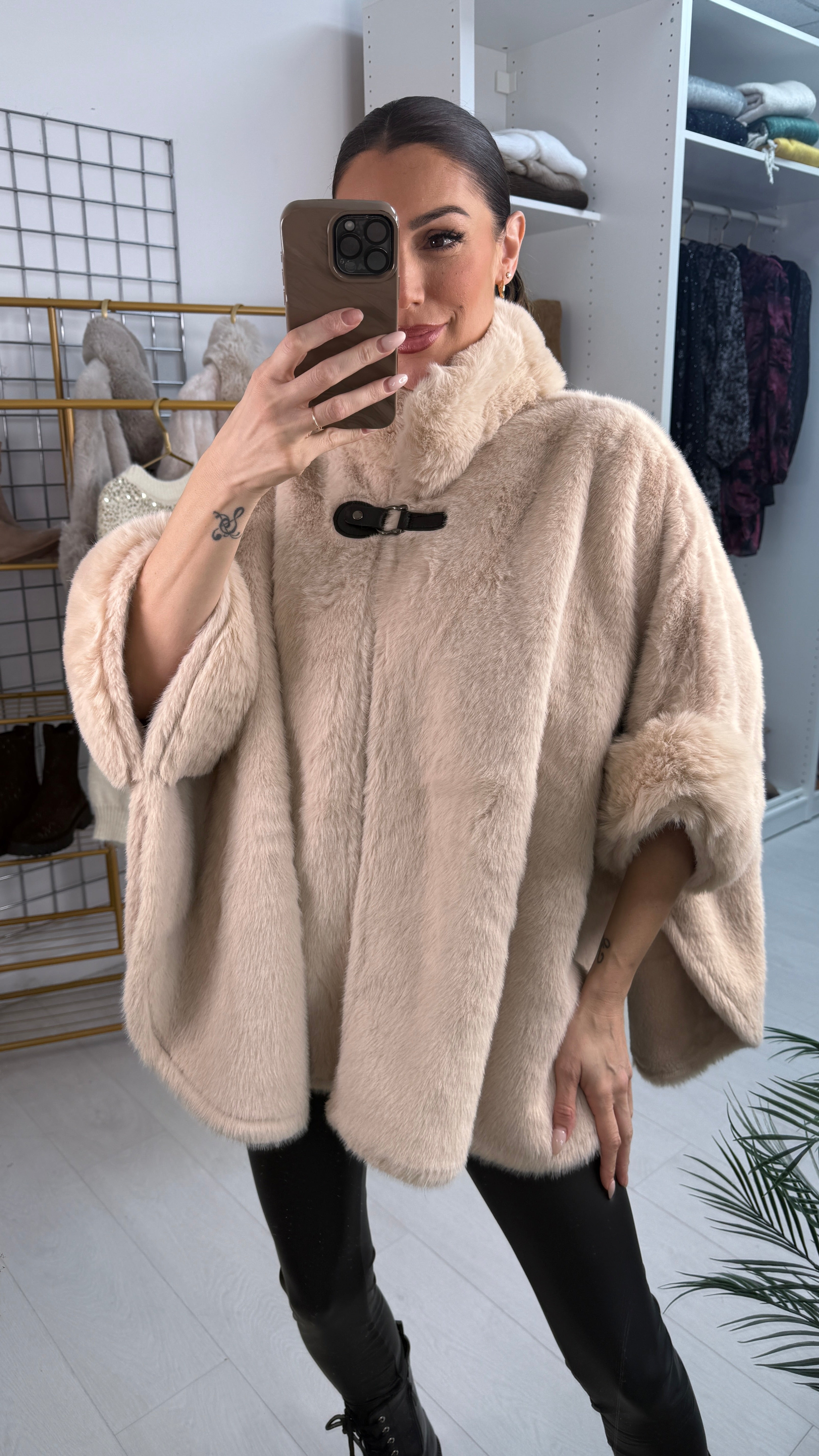 Davina Faux Fur Poncho Jacket