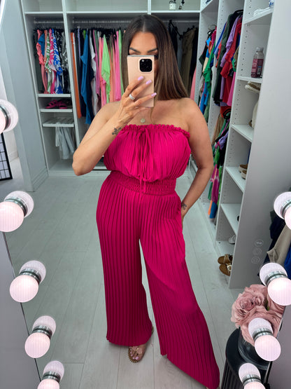 Cecily Elasticated Pleated Plain Jumpsuit