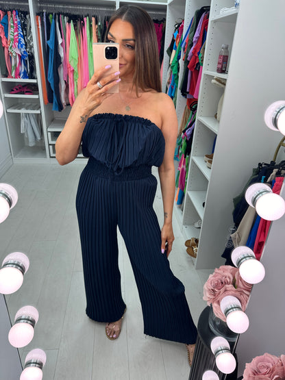 Cecily Elasticated Pleated Plain Jumpsuit