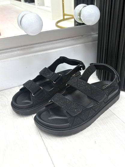 Raynelle Diamante Embellished Velcro Sandals