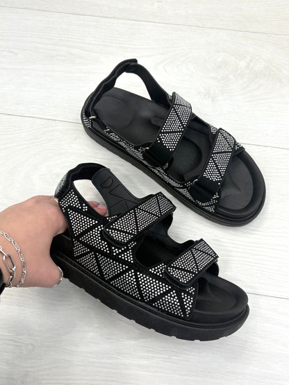 Raynelle Diamante Embellished Velcro Sandals