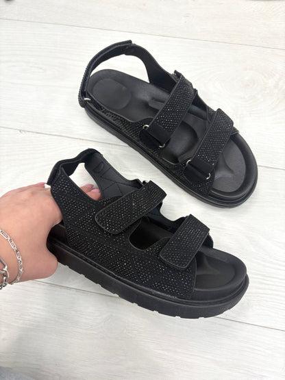 Raynelle Diamante Embellished Velcro Sandals