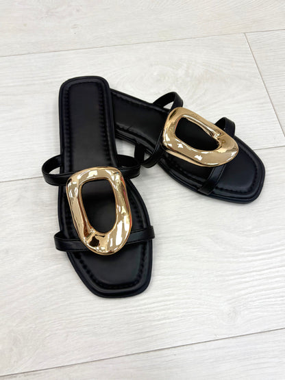 Jeana Metallic Detail Flat Sliders