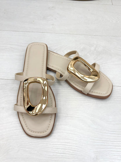 Jeana Metallic Detail Flat Sliders