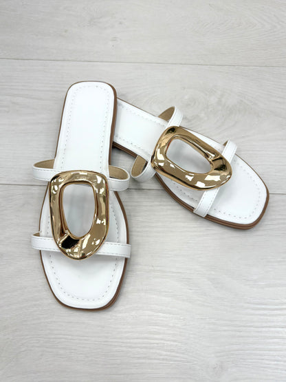 Jeana Metallic Detail Flat Sliders