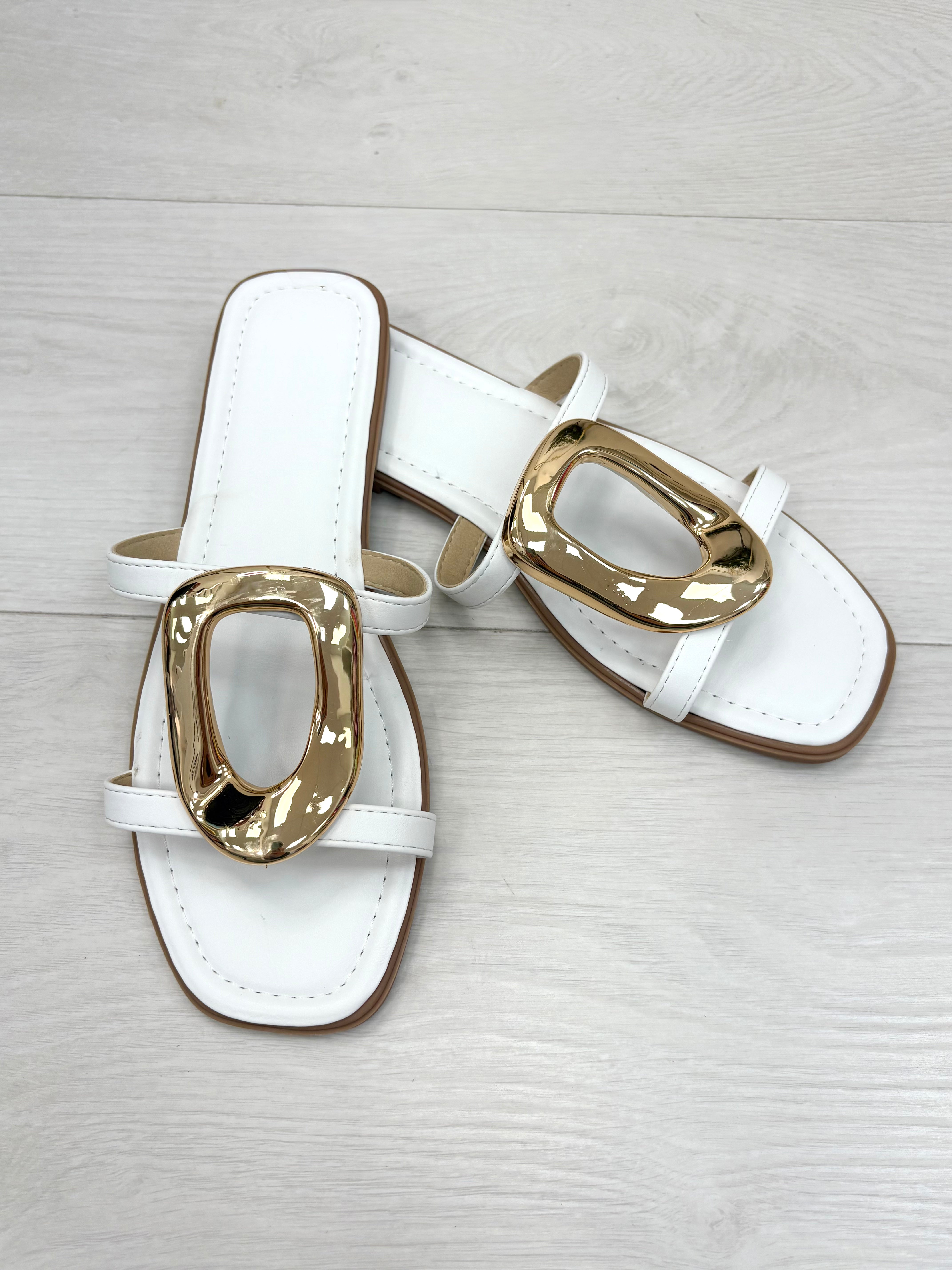 Jeana Metallic Detail Flat Sliders