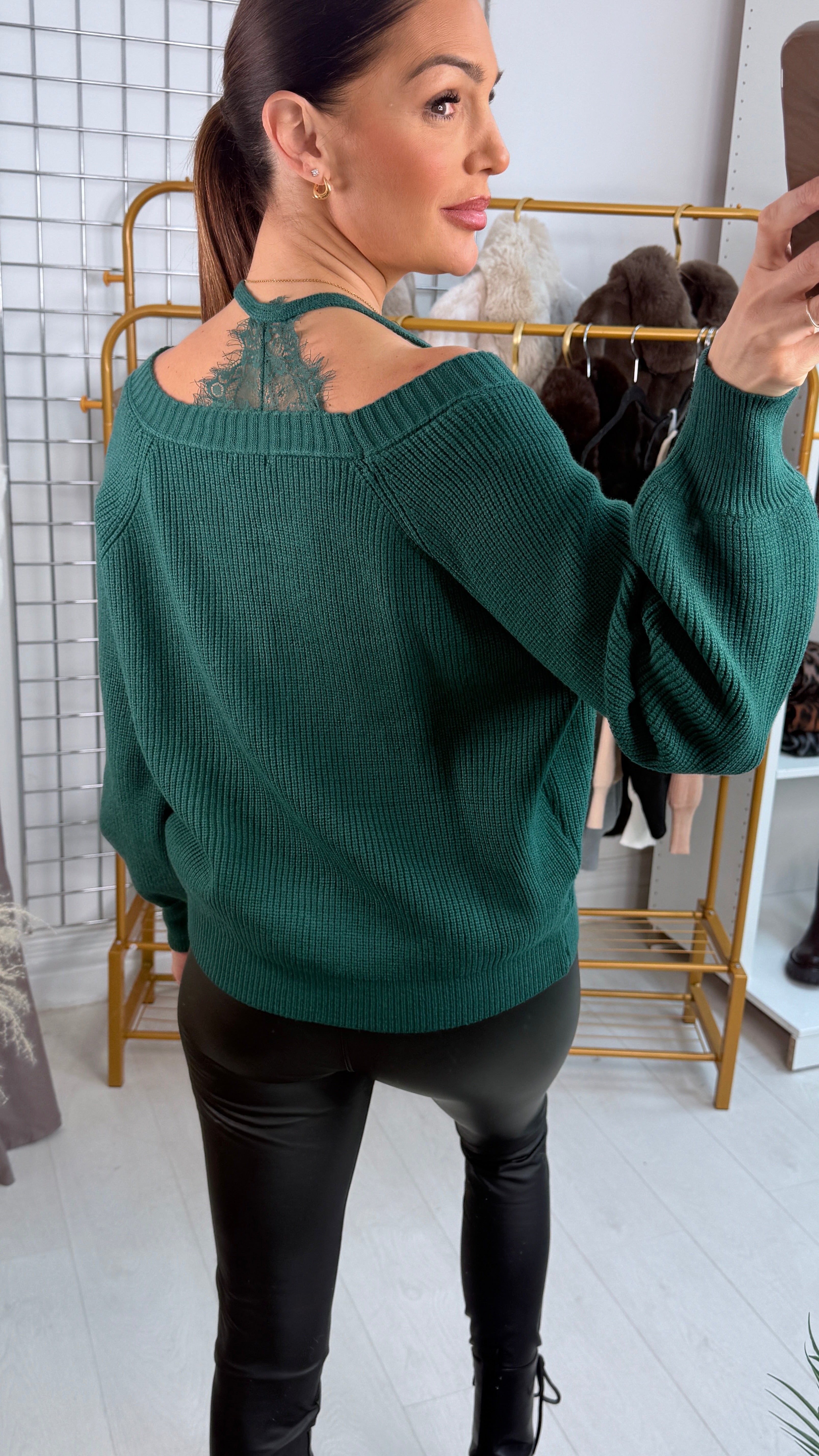 Kyah Heart Button Lace Strap Knitted Jumper