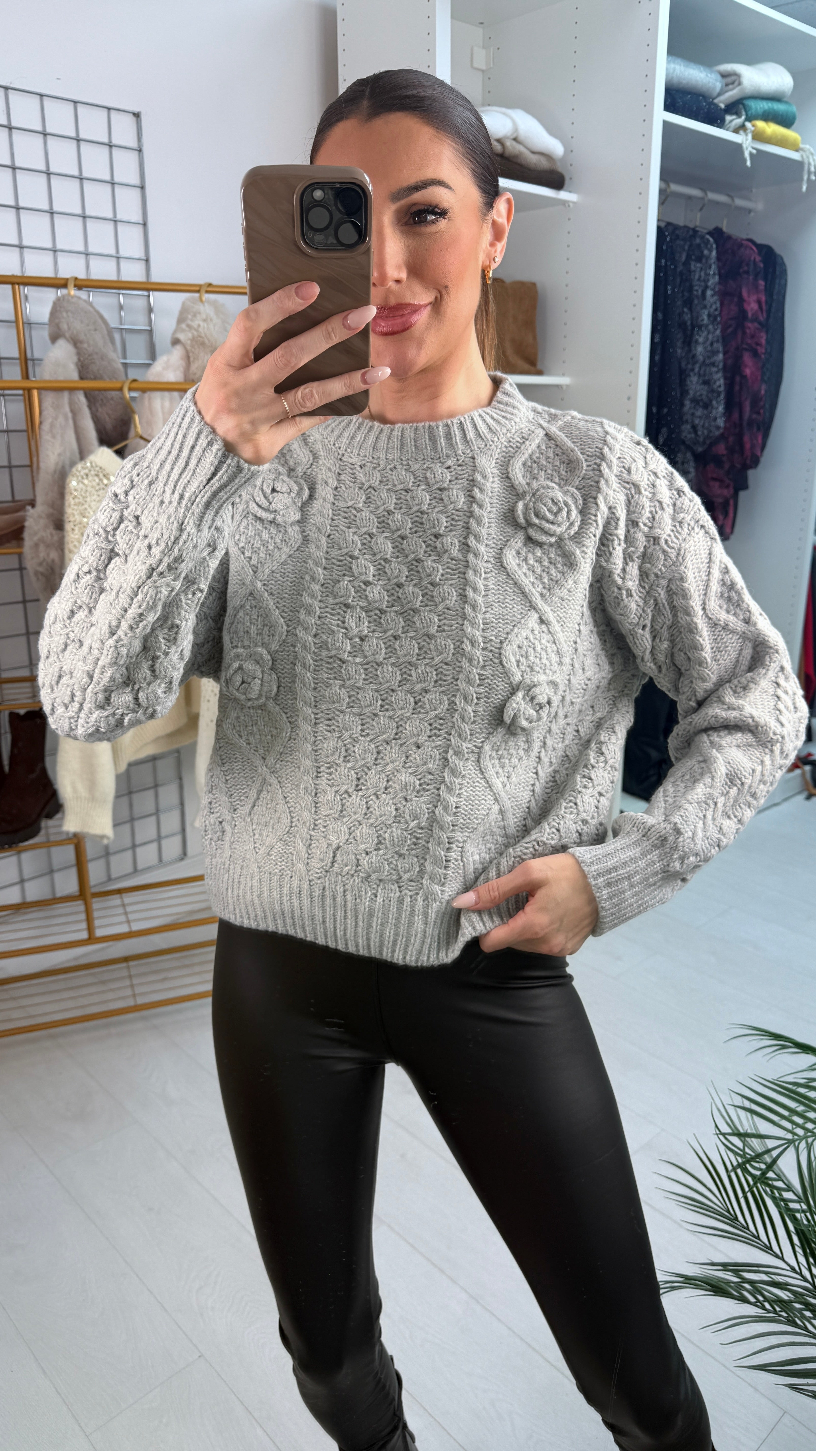 Romy Chunky Floral Knit Jumper