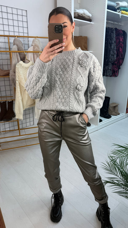 Otila Faux Leather Creased Effect Joggers