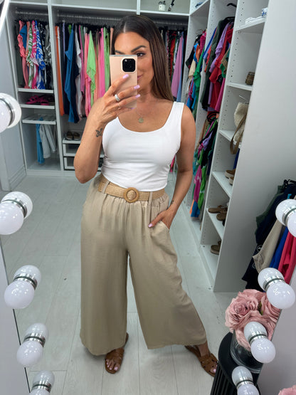 Honey Crepe Wide Leg Trousers