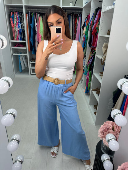 Honey Crepe Wide Leg Trousers