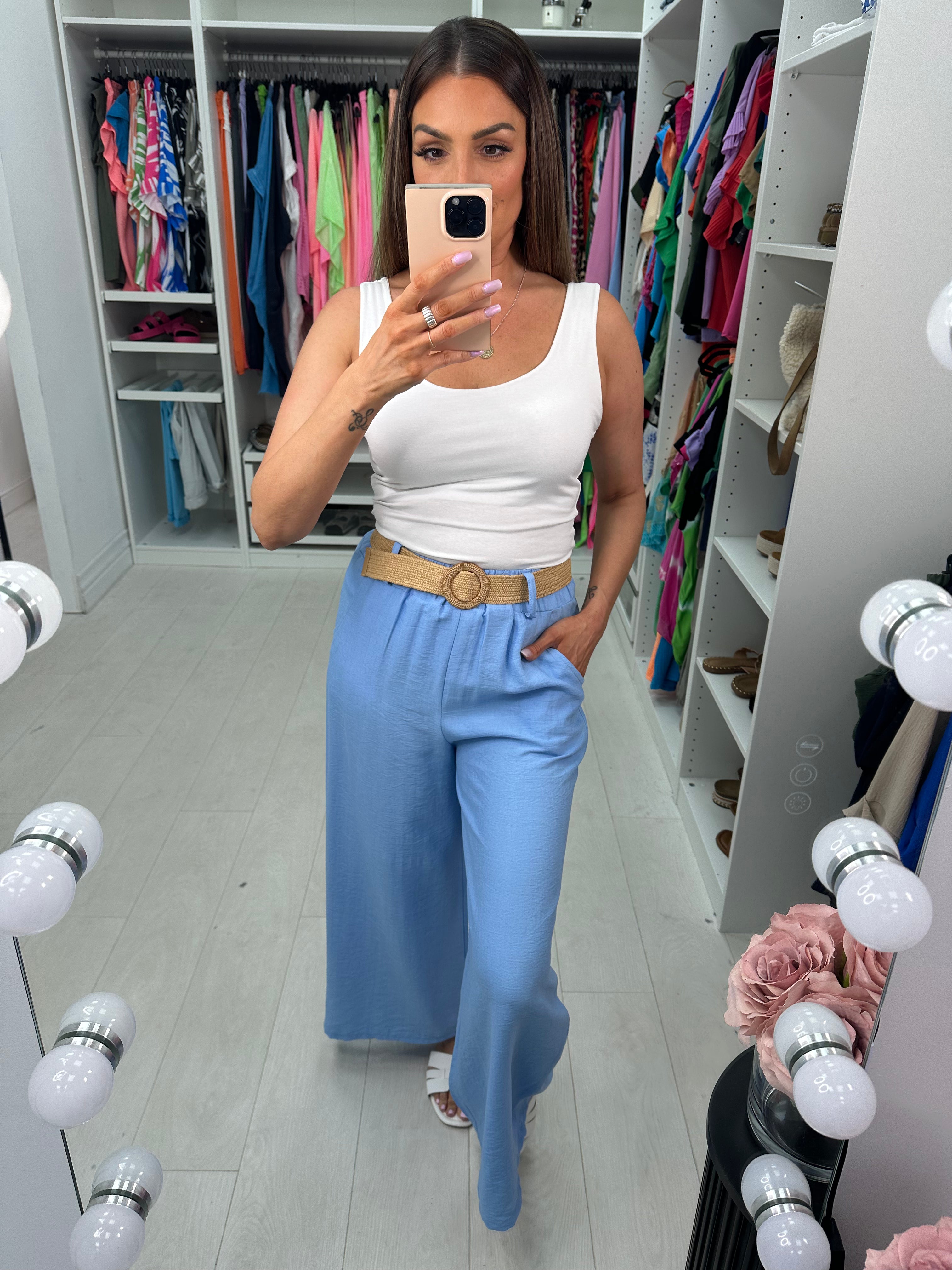 Honey Crepe Wide Leg Trousers