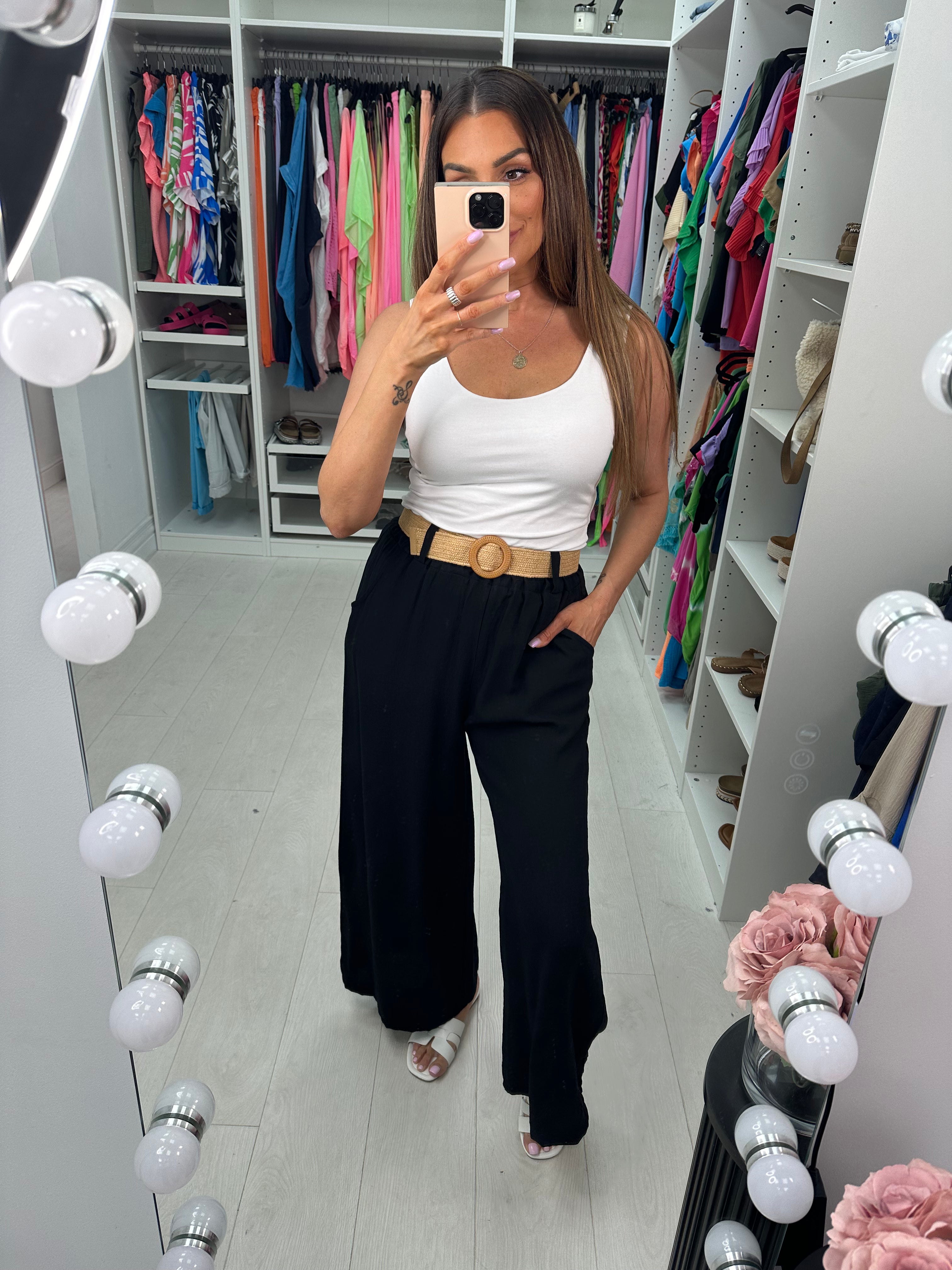 Honey Crepe Wide Leg Trousers