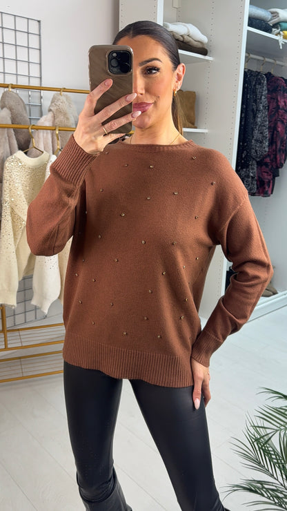 Sidney Embellished Round Neck Jumper