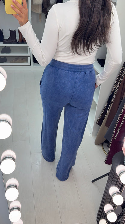 Marcizo Denim Blue Acid Wash Wide Leg Joggers