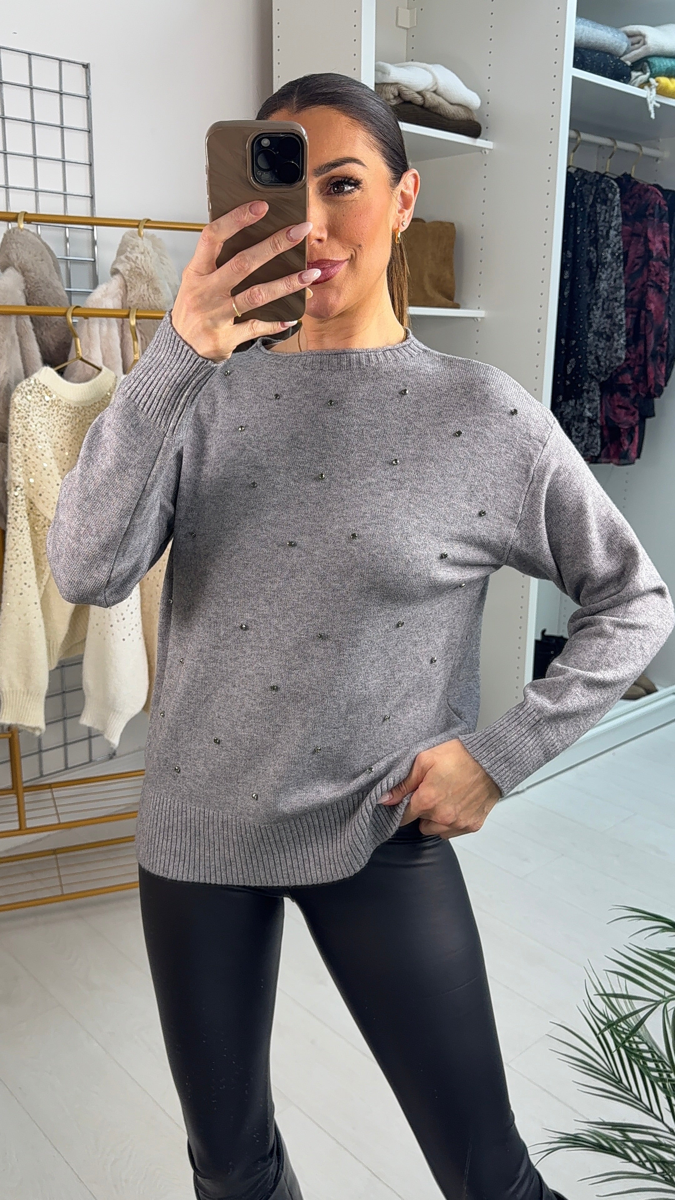 Sidney Embellished Round Neck Jumper