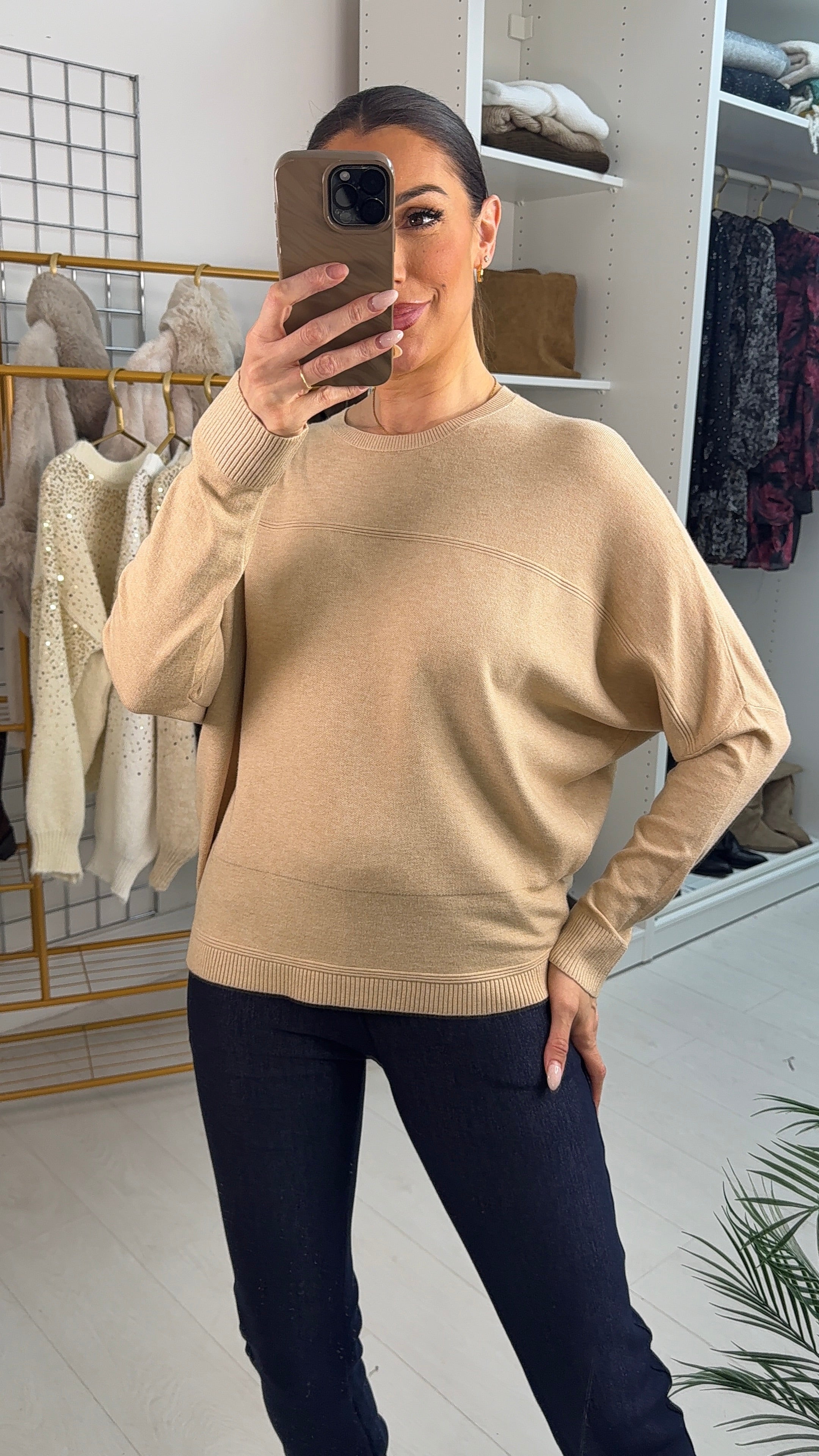 Sorina Plain Batwing Sleeve Jumper