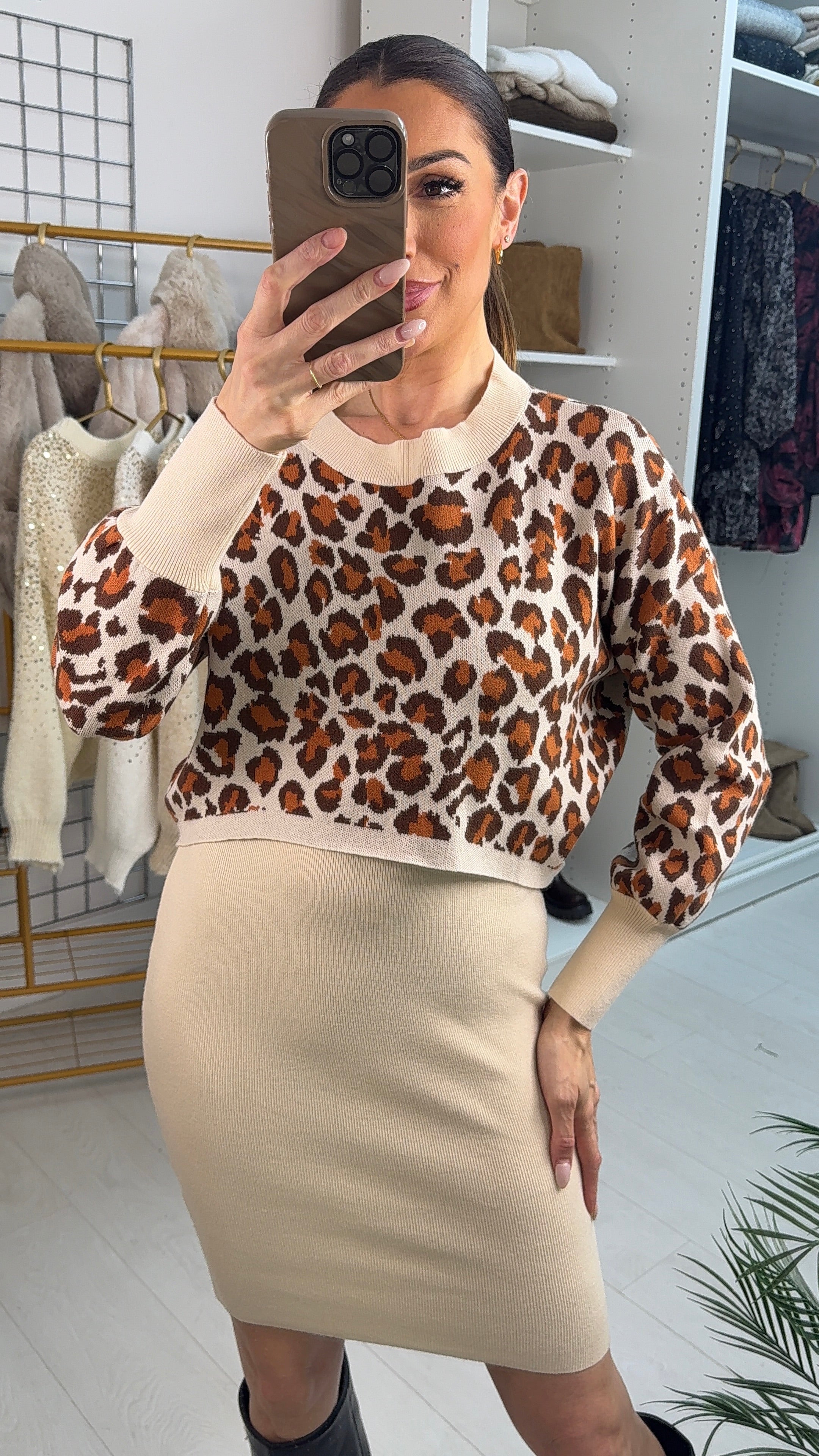 Cindie leopard Print 2 Piece Jumper Dress
