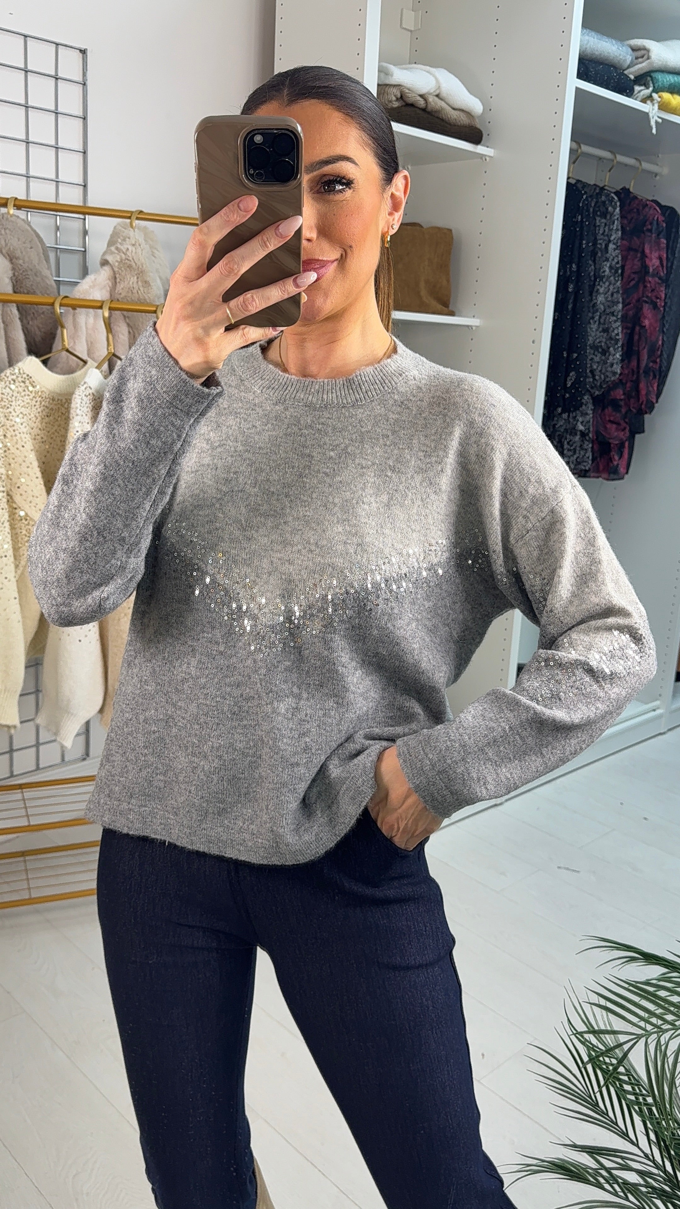 Delia Super Soft Embellished Colour Block Jumper