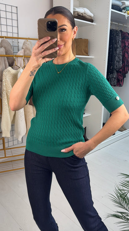 Lavera Plain Round Neck Cable Knitted Jumper