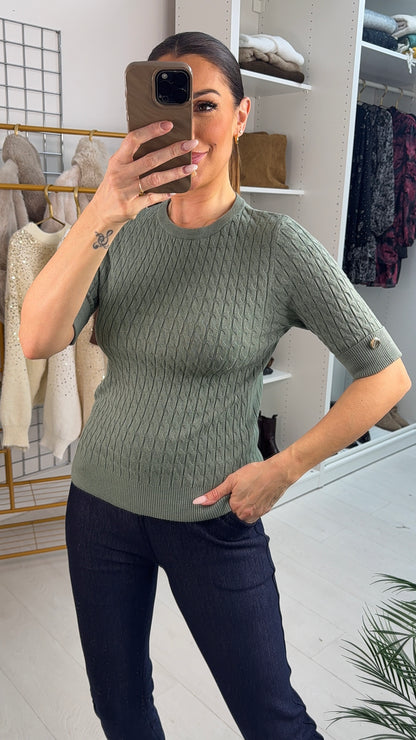 Lavera Plain Round Neck Cable Knitted Jumper