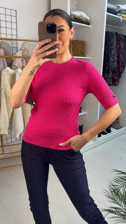 Lavera Plain Round Neck Cable Knitted Jumper