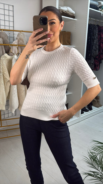 Lavera Plain Round Neck Cable Knitted Jumper