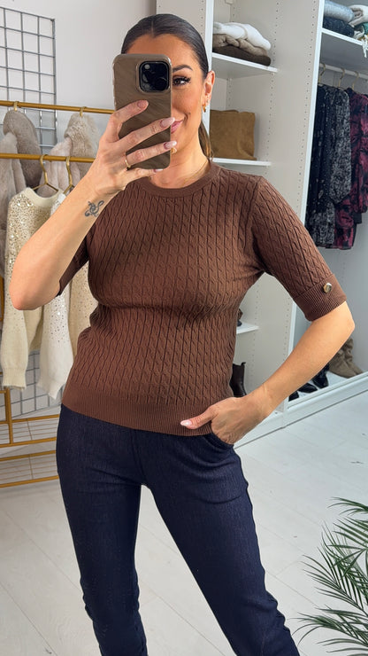 Lavera Plain Round Neck Cable Knitted Jumper