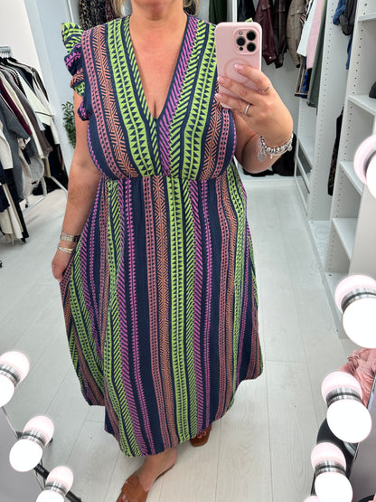 Jeanelle Abstract Print Cheesecloth Maxi Dress