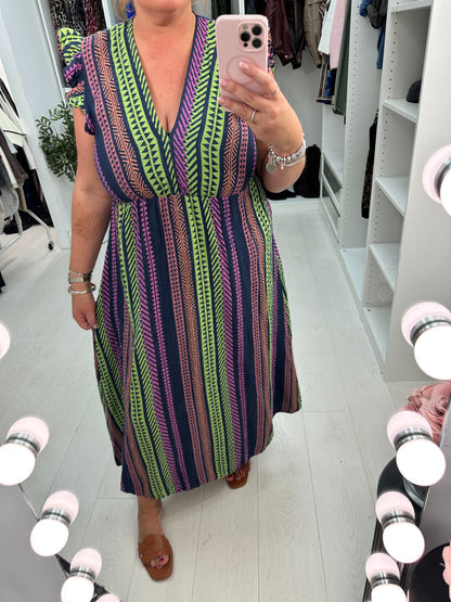 Jeanelle Abstract Print Cheesecloth Maxi Dress