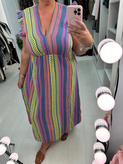 Jeanelle Abstract Print Cheesecloth Maxi Dress