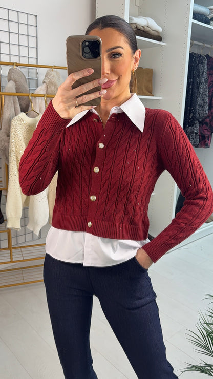 Nella Sparkly Cable Knit Shirt Jumper