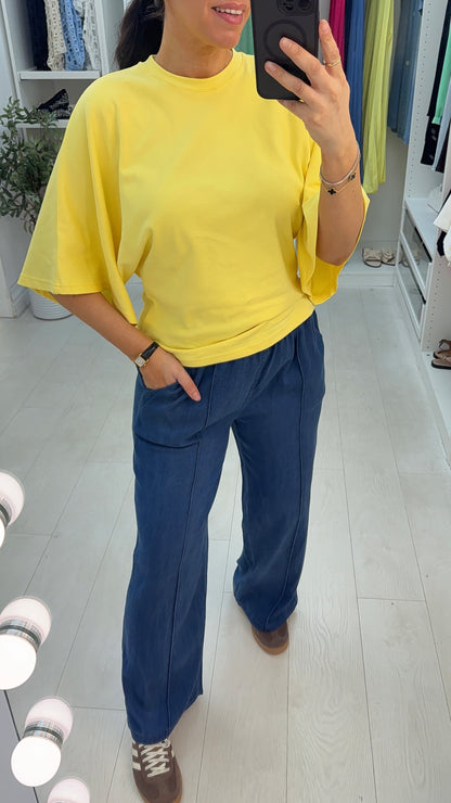 Myra Plain Cinched Batwing Sleeve T-shirt