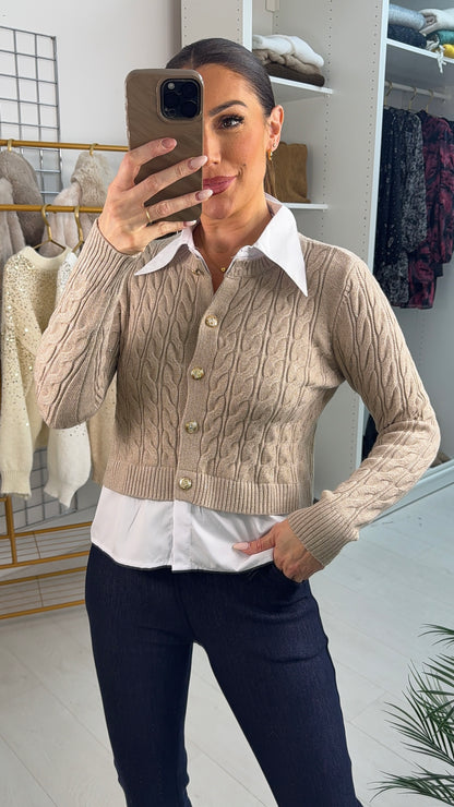 Nella Sparkly Cable Knit Shirt Jumper