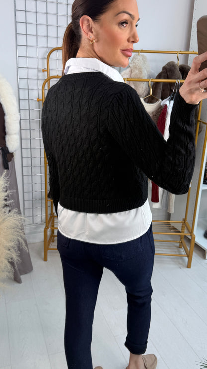 Nella Sparkly Cable Knit Shirt Jumper
