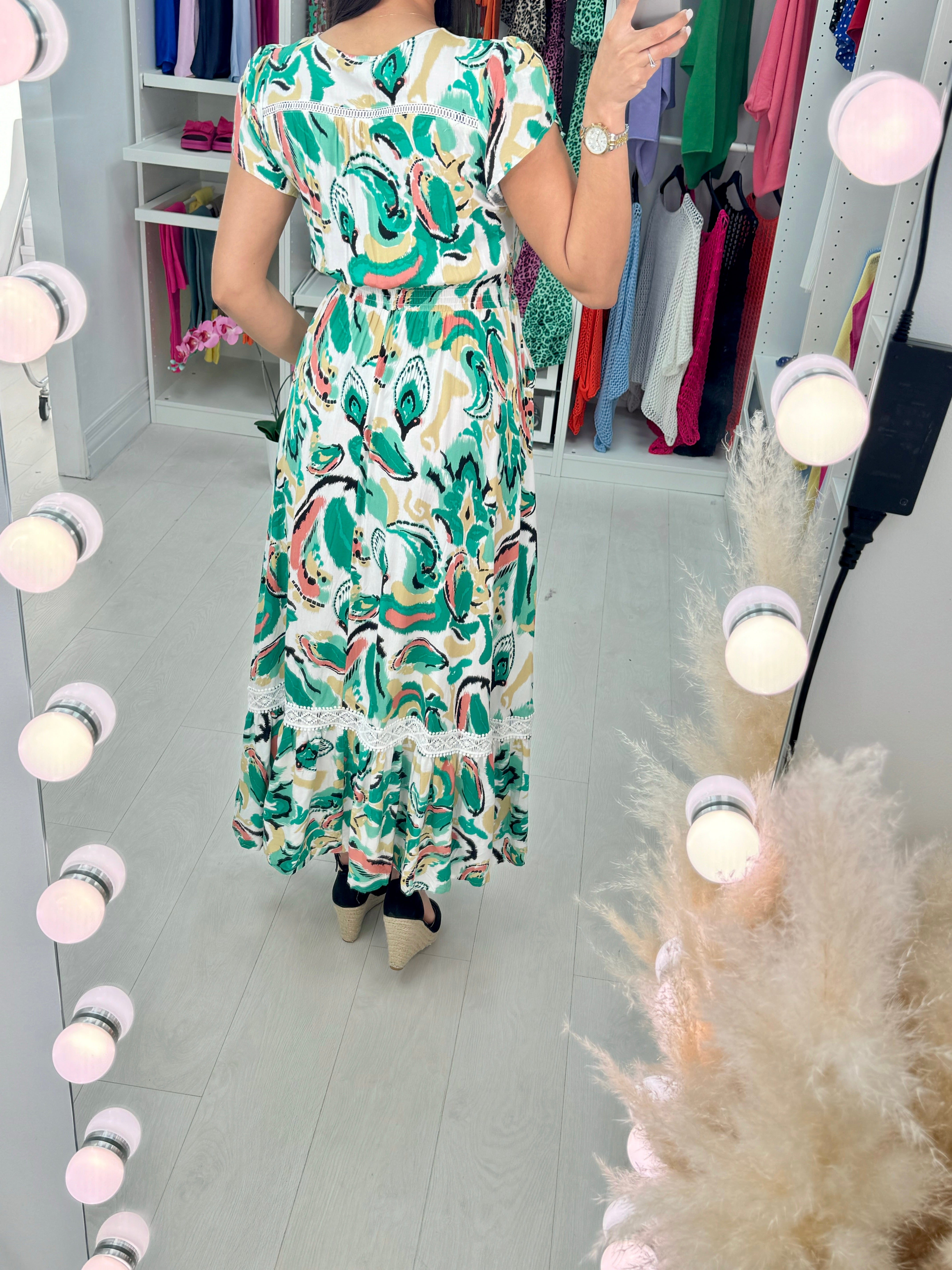 Socorra Printed Lace Detail Maxi Dress